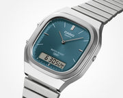 Casio Edgy AQ-240E-3AEF - bracciale acciaio - cassa resina grigia - quadrante turchese multifunzione